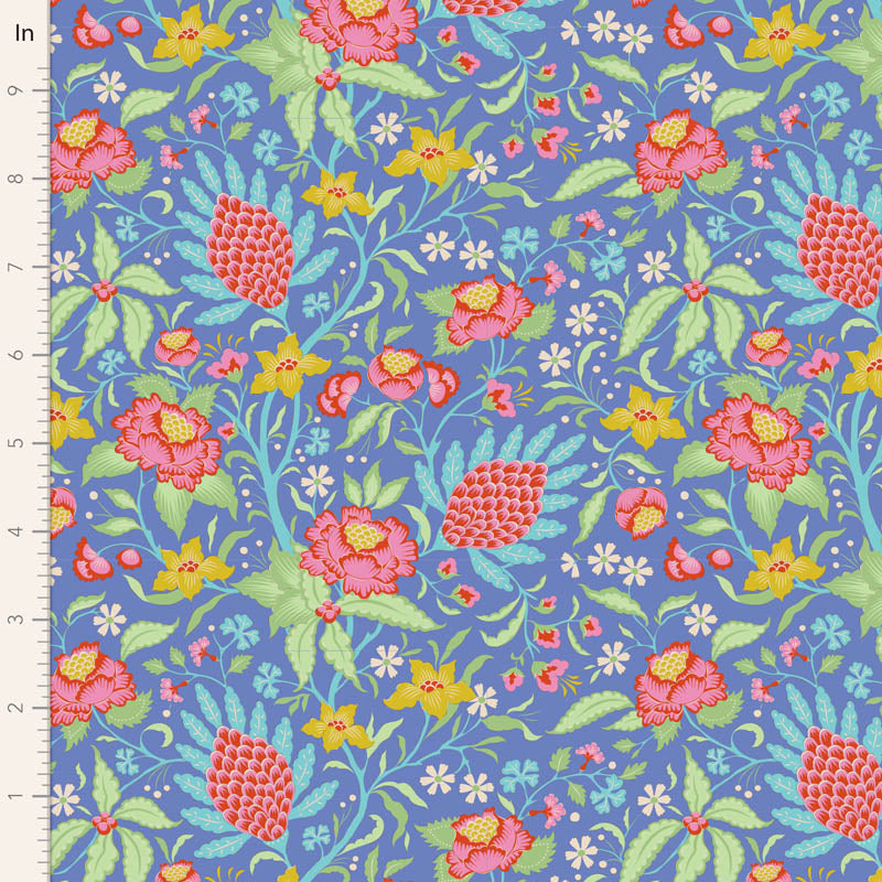 Tilda Bloomsville fabrics by the Fat quarter - cotton quilting fabric. Blueberry/Dove