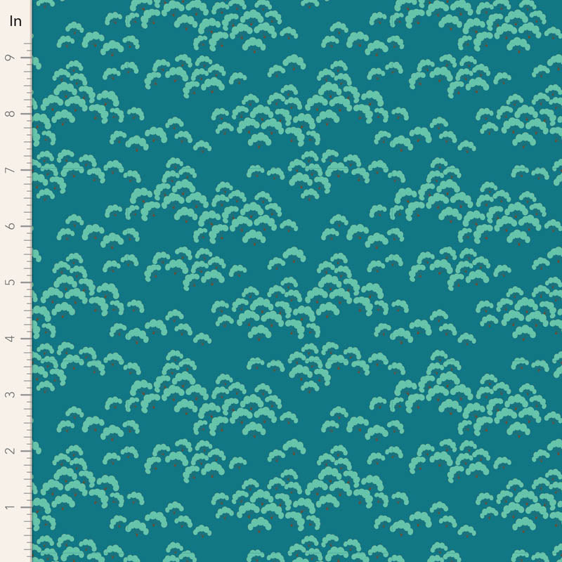 Tilda Bloomsville fabrics by the Fat quarter - cotton quilting fabric. Pine/Turquoise