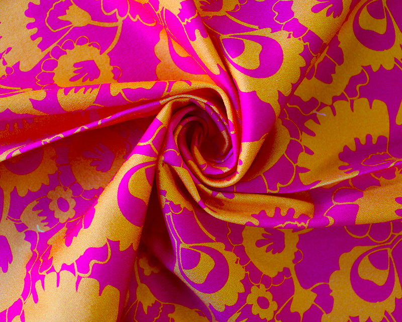 Little Johnny Hot Pink & Orange Floral Cotton Sateen dress fabric x 1/2m