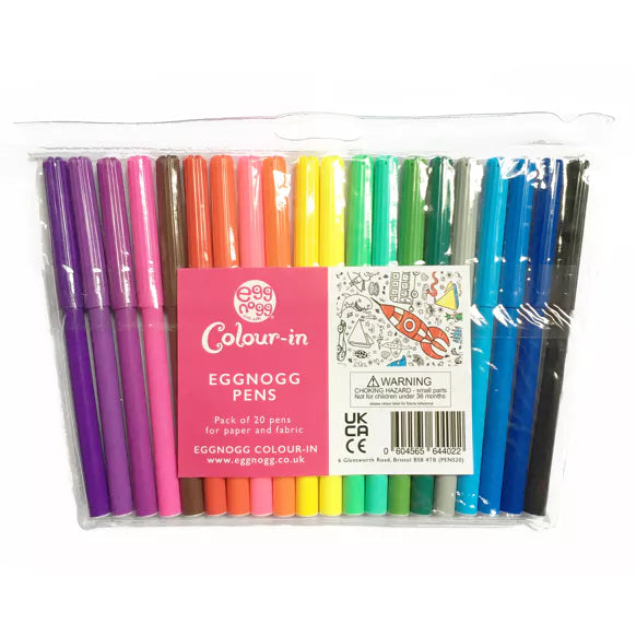Eggnogg pens - Pack of 25 colours. Perfect to use on paper and fabric.