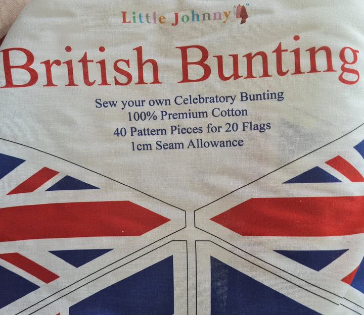 UK flag bunting Union Jacks. Cotton Fabric Panel. 1/2m x1.5m, 20 flags