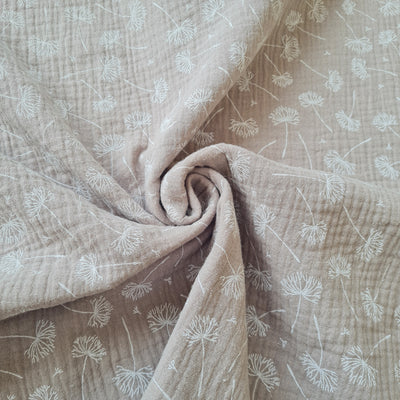 Wild Daisy / Dandelion 100% Cotton Double Gauze muslin fabric: per 1/2m