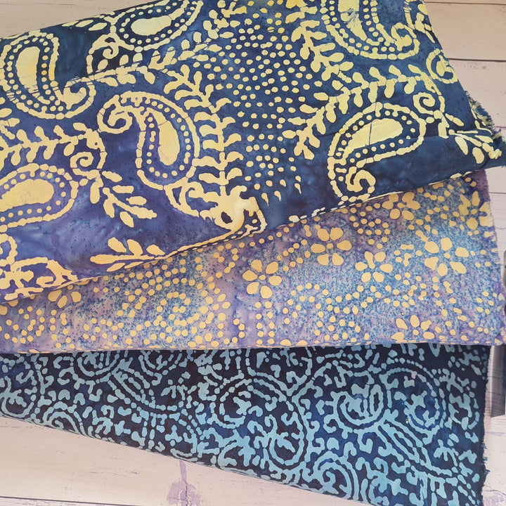 Indigo Blue Batiks - Cotton woven, hand printed/dyed per 1/2m