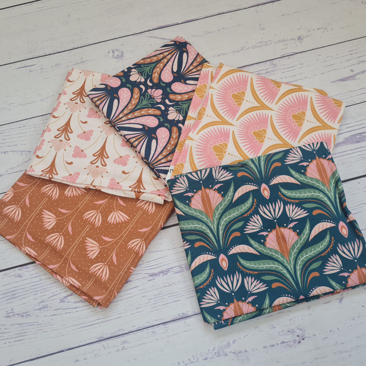 Art Deco Blooms Cotton Fat Quarter Bundle quilting 100% Cotton Fabric