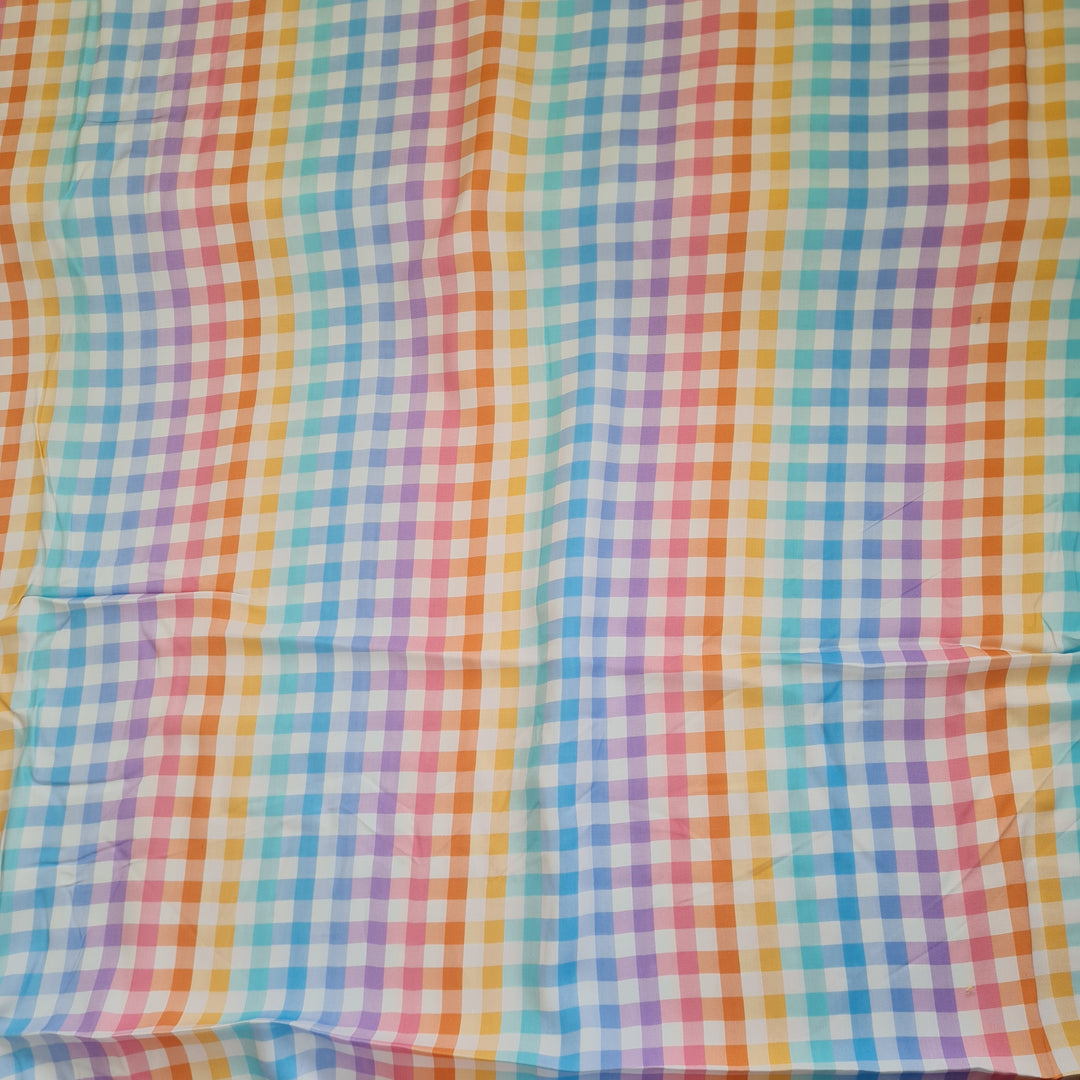 Small Rainbow Viscose Gingham Check by The Crafty Pie dressmaking fabric per 1/2m