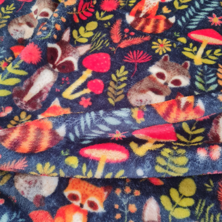 Woodland Animal Bubs Cuddle Fleece Soft Fabric, 150cm wide. Sold per 1/2m
