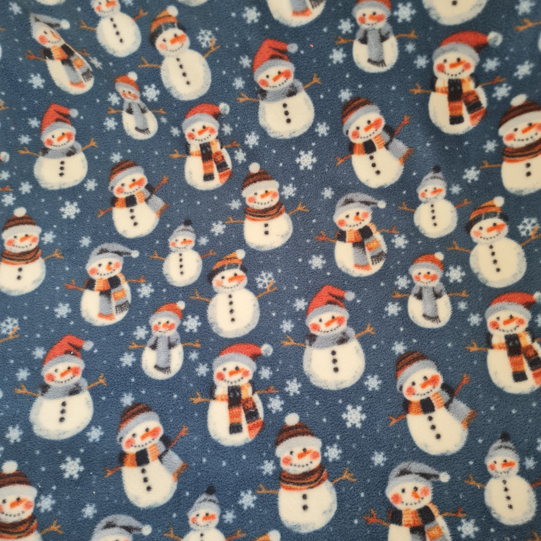 Christmas Snowman Bubs Polar Fleece Soft Fabric, 148cm wide. Sold per 1/2m