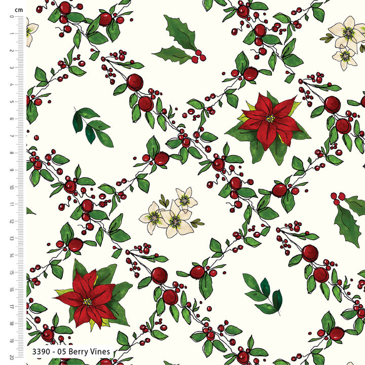 Berries & Blooms 5 Pk Fat Quarter bundle by The Crafty Lass. Christmas Cotton fabric