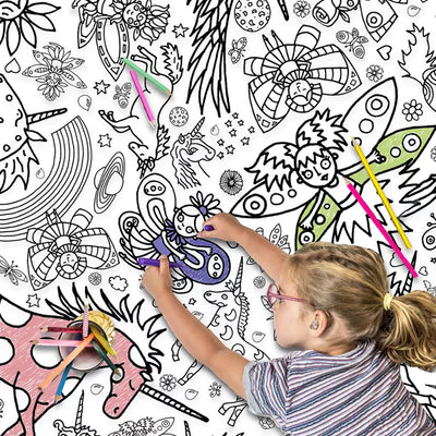 Colouring in kids Table Cloth/Poster by Eggnogg: Monsters and Ghosts/ Unicorns and Fairies