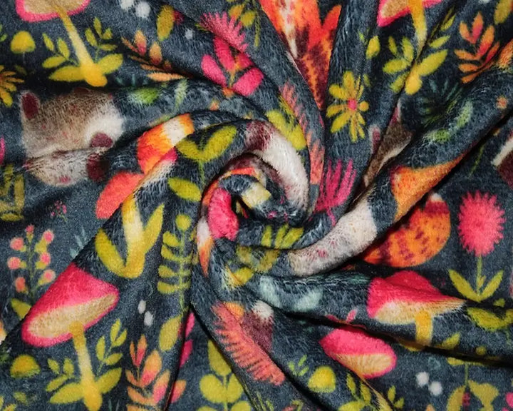 Woodland Animal Bubs Cuddle Fleece Soft Fabric, 150cm wide. Sold per 1/2m