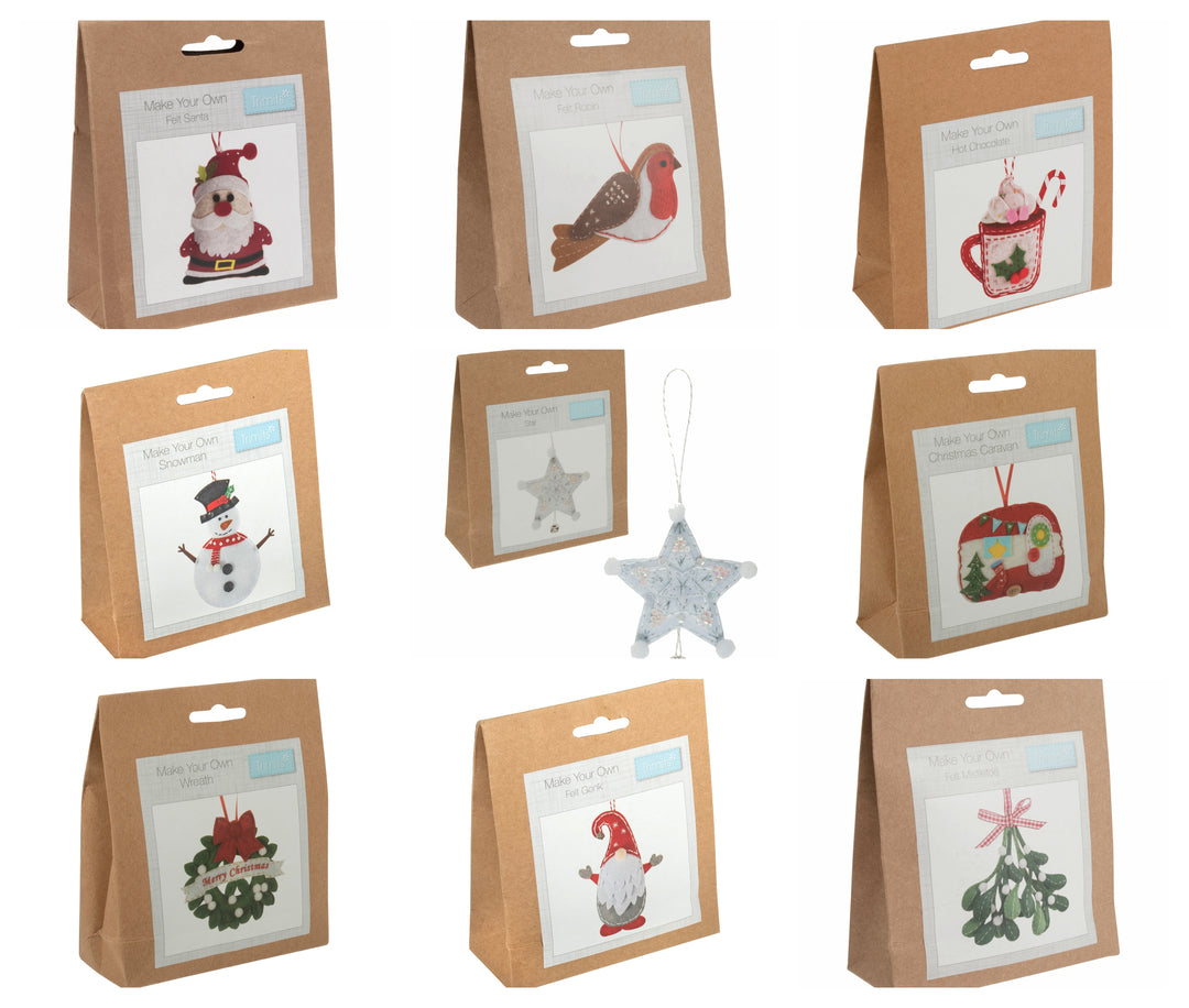 Trimits make your own hanging felt Christmas decoration - Kids, adults Craft kit