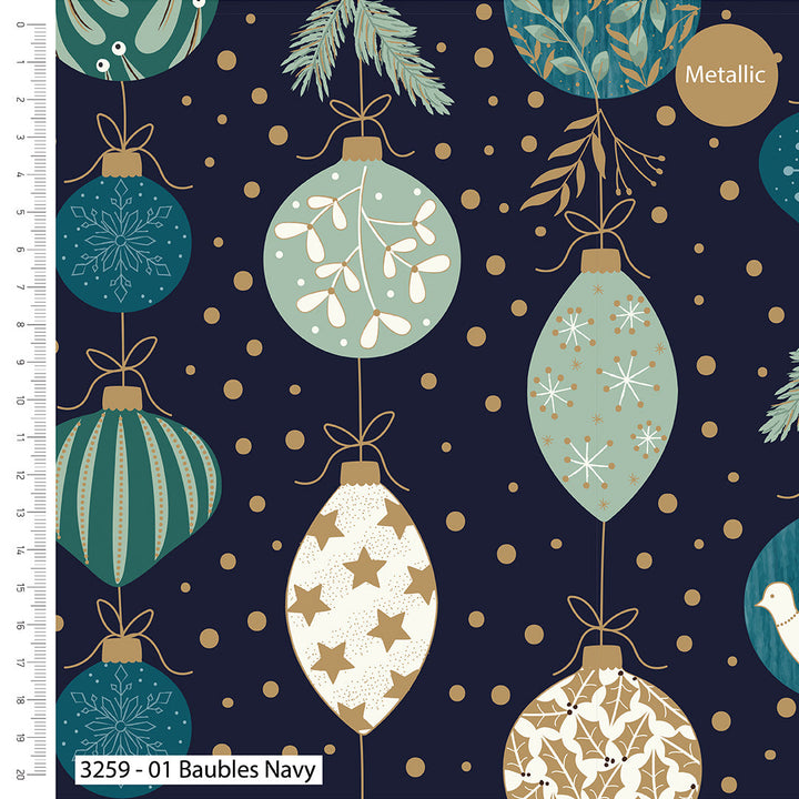 Deluxe Christmas cotton fat quarter bundle of 5 green festive quilting fabrics.