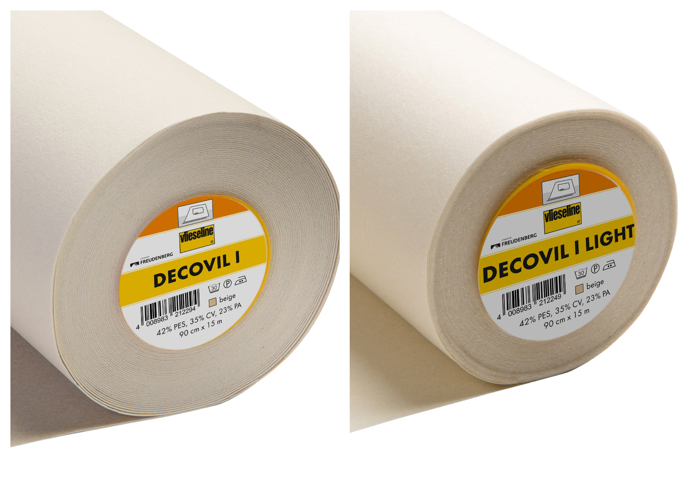Decovil 1 and Decovil light: Fusible Interfacing/Interlining heavy Vilene. Beige. By the 1/4 m