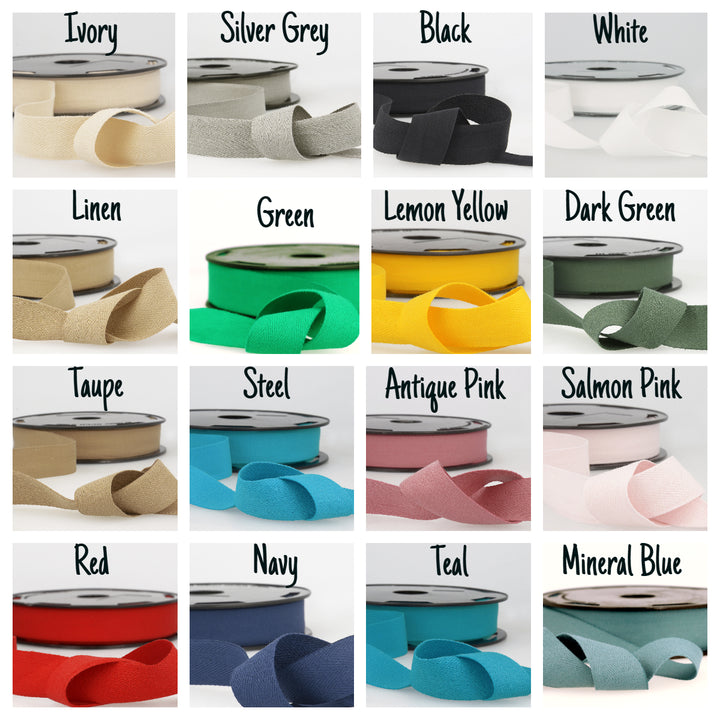 Cotton Herringbone Webbing Twill Tape: 25 mm/40mm wide. Sold per metre