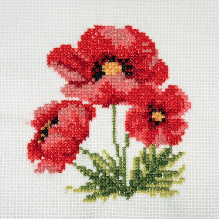 Mini Counted Cross Stitch Kit - Poppies