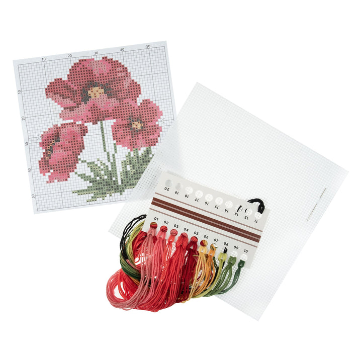 Mini Counted Cross Stitch Kit - Poppies