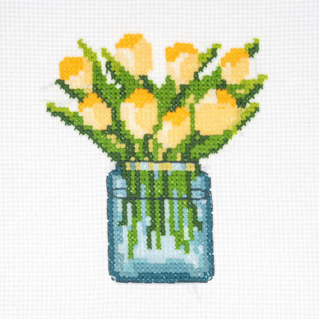 Mini Counted Cross Stitch Kit - Tulips