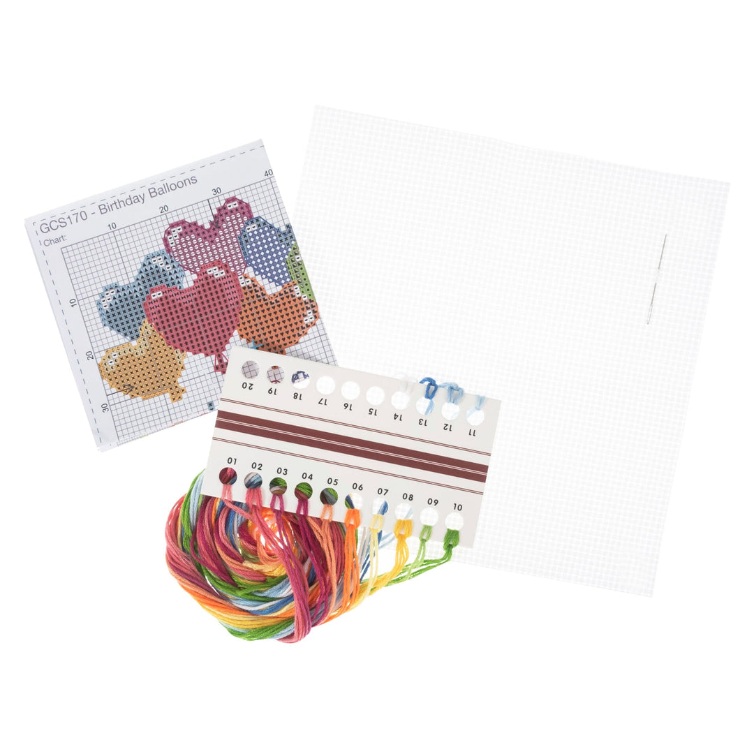 Mini Counted Cross Stitch Kit - Birthday Balloons