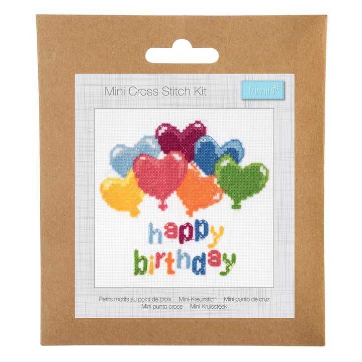 Mini Counted Cross Stitch Kit - Birthday Balloons
