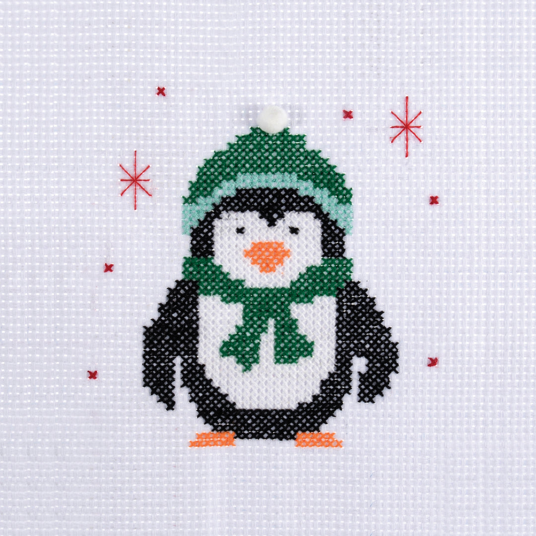 Mini Counted Cross Stitch Kit - Christmas Penguin