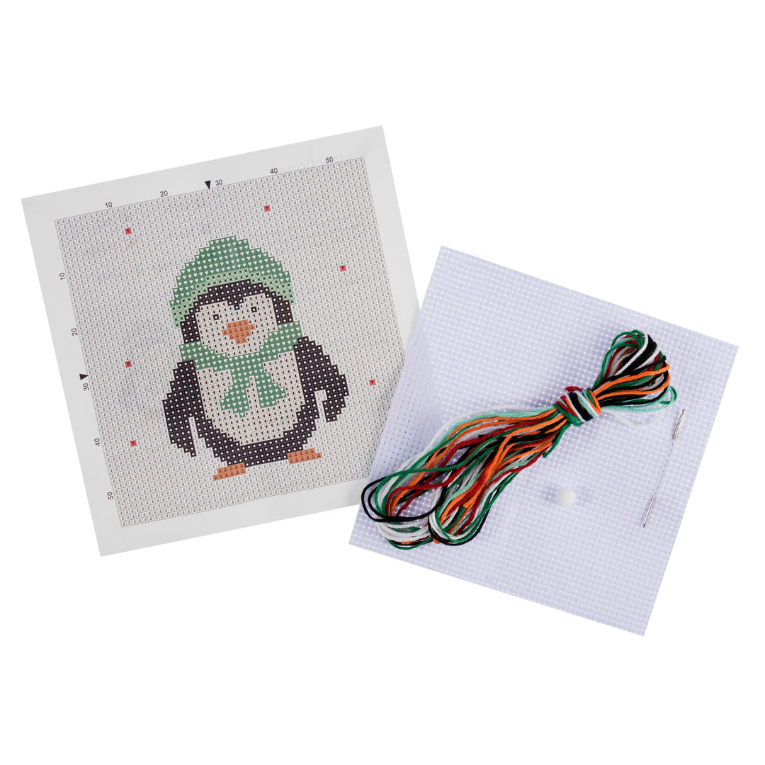 Mini Counted Cross Stitch Kit - Christmas Penguin
