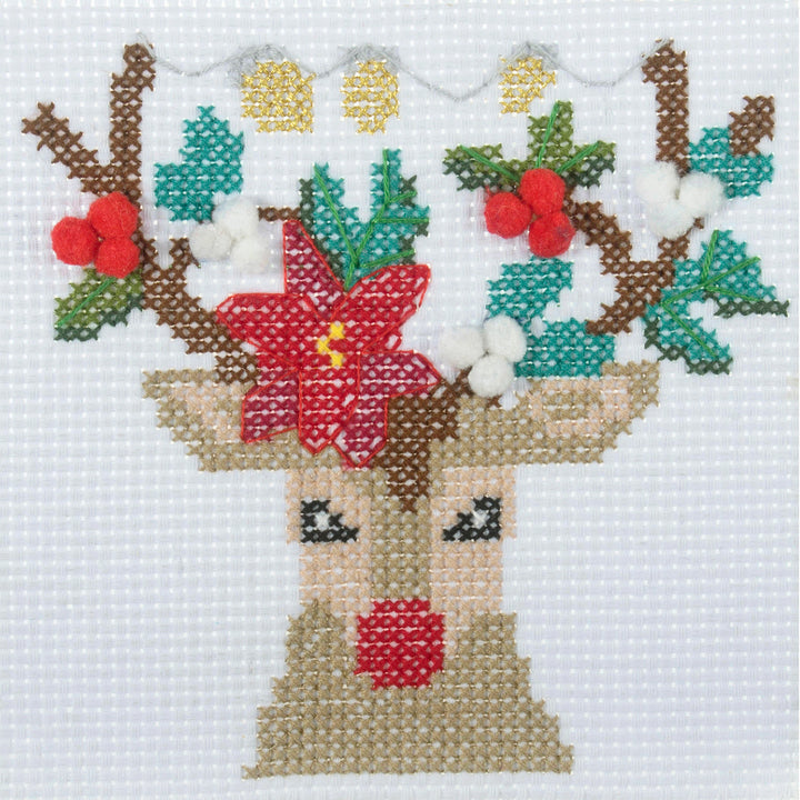 Mini Counted Cross Stitch Kit - Christmas Reindeer
