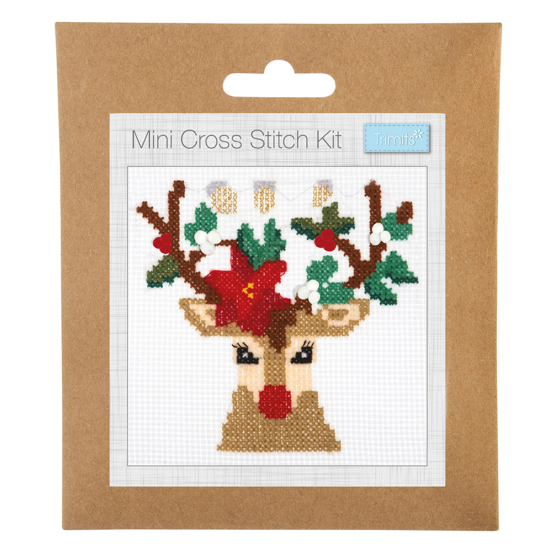 Mini Counted Cross Stitch Kit - Christmas Reindeer