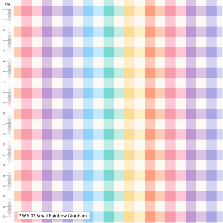 Small Rainbow Viscose Gingham Check by The Crafty Pie dressmaking fabric per 1/2m