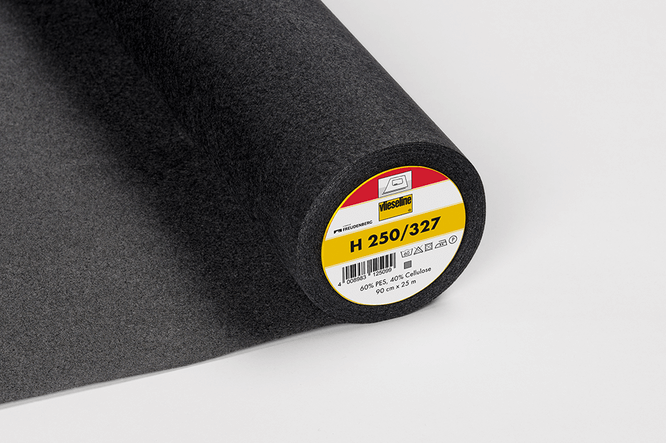 Firm/Medium Weight fusible Interfacing black H250/327: Vilene iron on non-woven our. By the half metre.