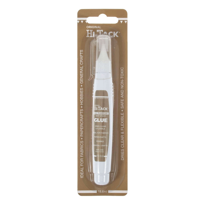 Hi-Tack Very Sticky Glue Pen: Fast hold, dries clear. Fabric, wood etc
