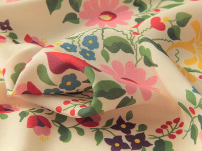 Cream Joni Floral Stripe Viscose Lawn. Fabric Godmother dress fabric per 1/2m