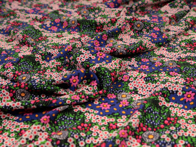 Cilla Vintage Floral Viscose Crêpe Multi. Fabric Godmother dress fabric per 1/2m