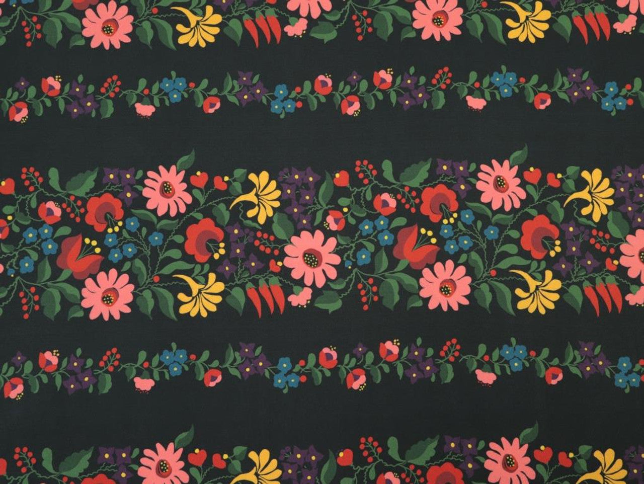 Navy Joni Vintage Floral Stripe ECOVERO™. Fabric Godmother dress fabric per 1/2m