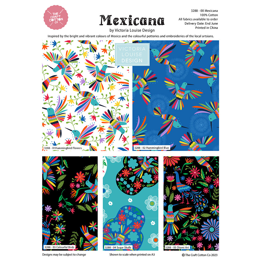 Mexicana 5 x fat quarter bundle craft cotton, quilting fabric.