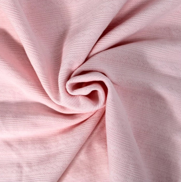Diamond openwork/ Pointelle & Rib 100% cotton jersey knit fabric per metre