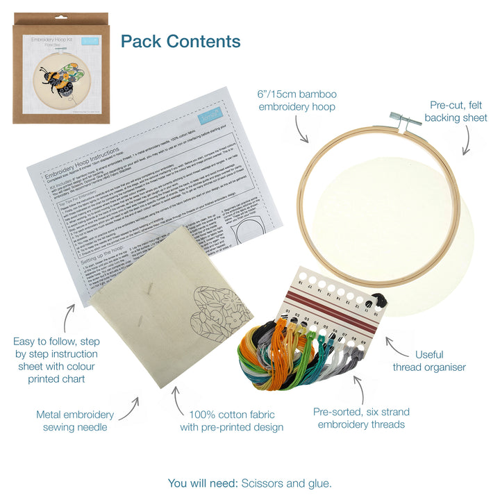 Embroidery Kit with Hoop - Floral Bee