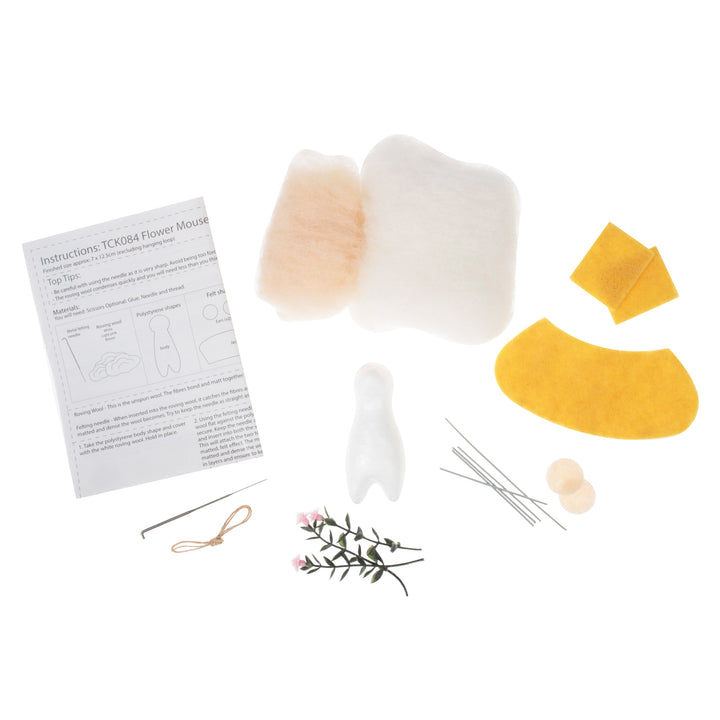 Needle Felting Craft Kit - Flower Mouse