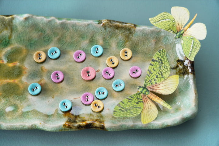 Tilda Chambray Basic fabric covered buttons , 16 mm (8 pieces)