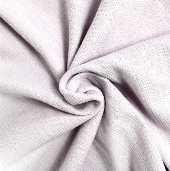 Diamond openwork/ Pointelle & Rib 100% cotton jersey knit fabric per metre