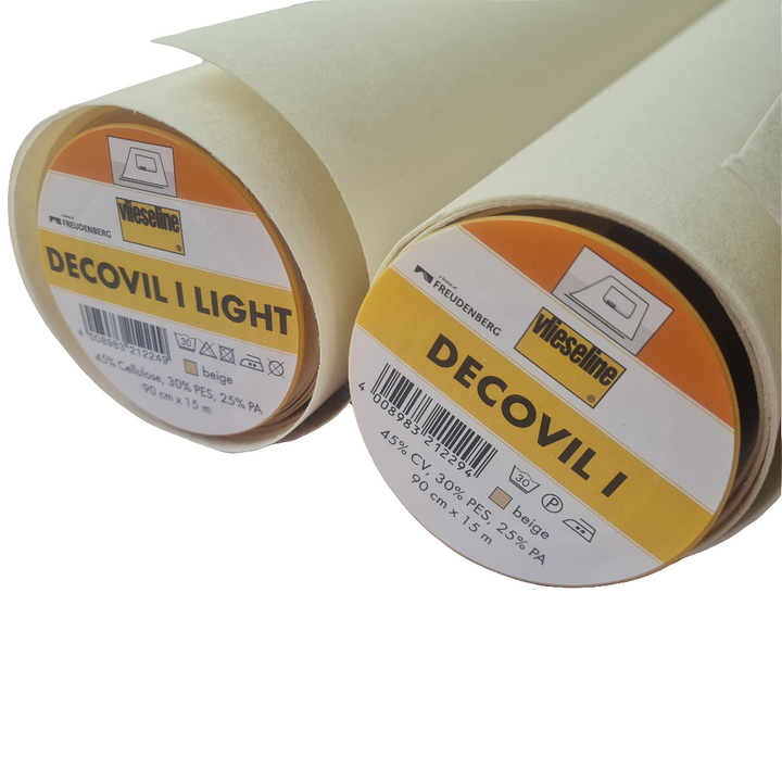 Decovil 1 and Decovil light: Fusible Interfacing/Interlining heavy Vilene. Beige. By the m