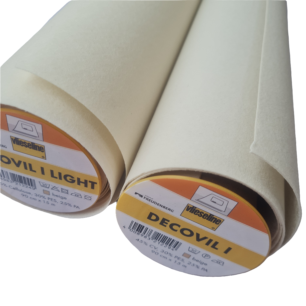 Decovil 1 and Decovil light: Fusible Interfacing/Interlining heavy Vilene. Beige. By the m