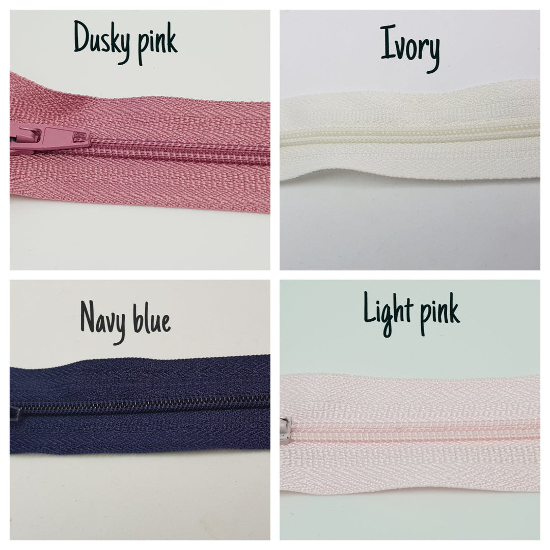 Nylon Closed End Auto-lock Zips 4in, 8in (20cm) 10in (25cm). Dressmaking, crafts.