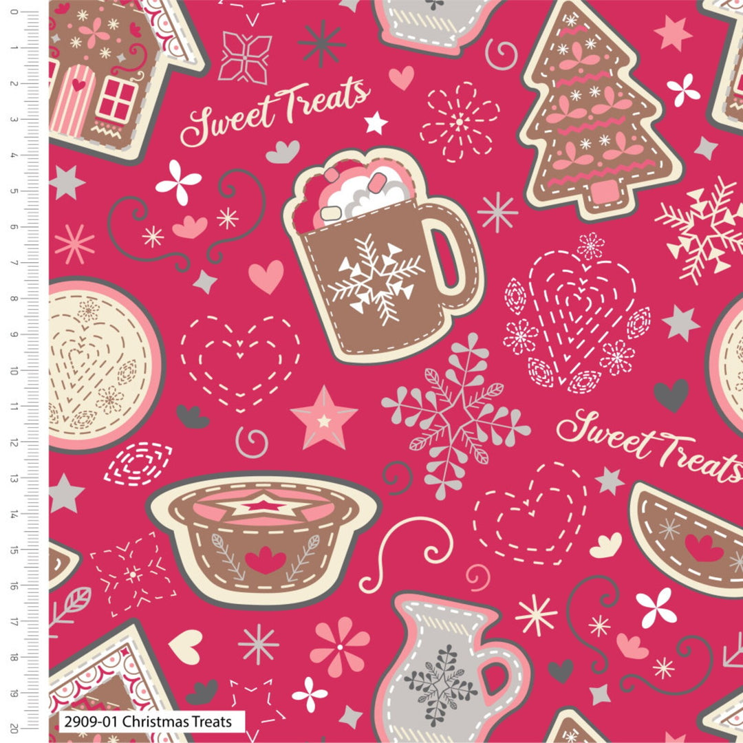 Scandi Sweet Treats Christmas fat quarter 5 pk bundle 45 x 55cm 100% cotton