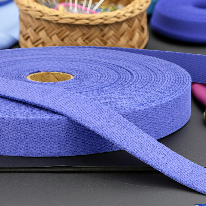 25 mm Plain Cotton Stephanoise Webbing bag strapping. Per metre