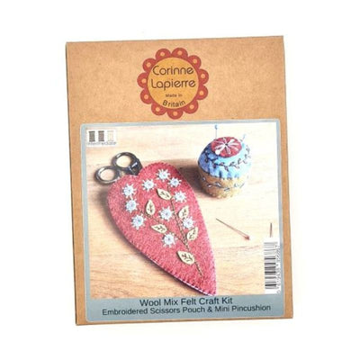 Embroidered Scissors Pouch and Mini Pin Cushion felt craft kit, Corinne Lapierre, UK.