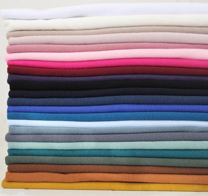 Plain Solid Tubular jersey cuffing ribbing knit stretch cotton fabric 72cm x 1/2m