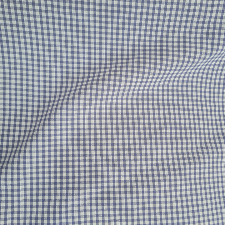 100% Cotton Gingham Check poplin fabric. Navy blue