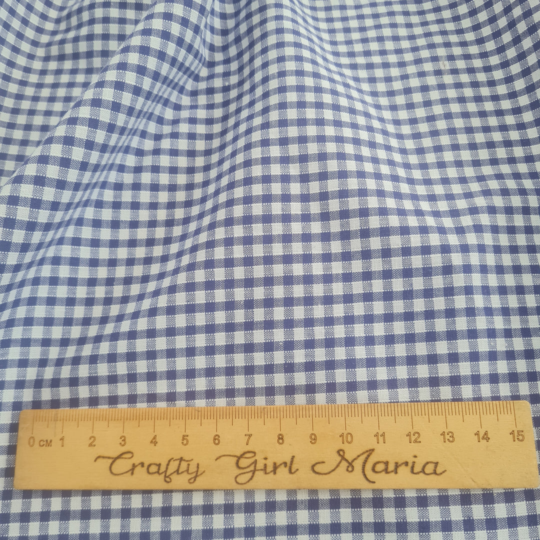 100% Cotton Gingham Check poplin fabric. Navy blue