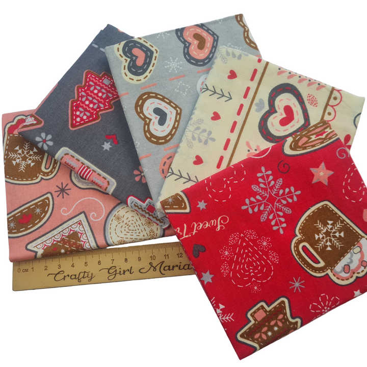 Scandi Sweet Treats Christmas fat quarter 5 pk bundle 45 x 55cm 100% cotton