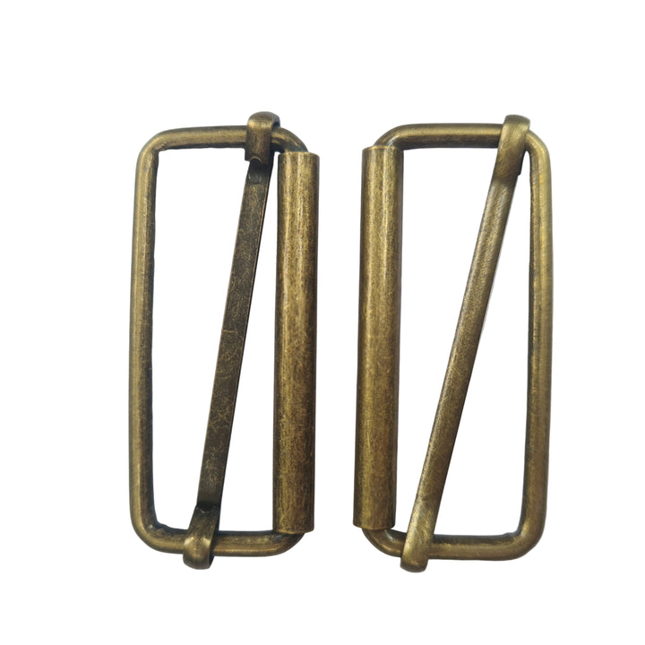 Two 38mm antique bronze metal buckles